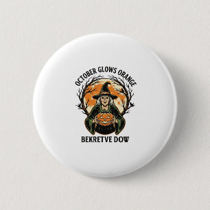 Badge Rond 5 Cm Chemise orange d'octobre Vintage Witch Pumpkin Awa