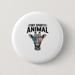 Badge Rond 5 Cm Chemise patriotique vintage girafe animal spiritue