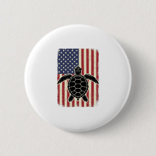 Badge Rond 5 Cm Chemise patriotique vintage tortue de mer drapeau