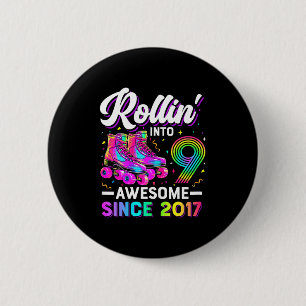 Badge Rond 5 Cm Chemise pour 9 ans Fille Neuf 9 Ans Roller Ska