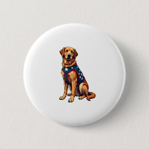 Badge Rond 5 Cm Chemise pour chien de service patriotique Golden R