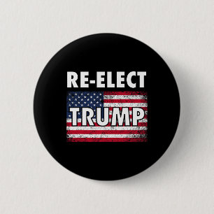 Badge Rond 5 Cm Chemise Réélire Trump Avec Drapeau Américain Usa 