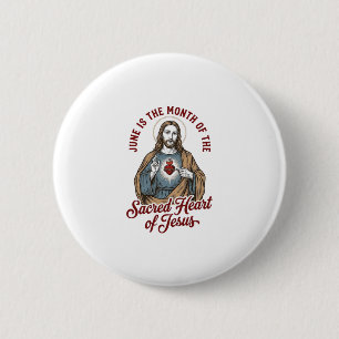 Badge Rond 5 Cm Chemise religieuse vintage juin Sacré-Cœur de Jésu