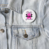 Badge Rond 5 Cm Chemise rose Ruban pour cancer du sein Pom-pom gir (En situation)