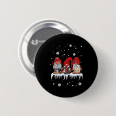 Badge Rond 5 Cm Chemise rouge Gnome Noël Gnomies roux Machine à co (Devant & derrière)