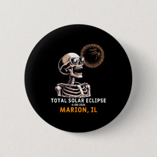 Badge Rond 5 Cm Chemise Squelette Éclipse Solaire Marion Illinois