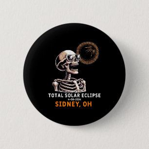 Badge Rond 5 Cm Chemise Squelette Éclipse Solaire Sidney Ohio
