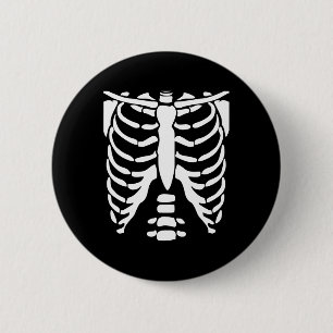 Badge Rond 5 Cm Chemise squelette Halloween Costume Rib Cage Anato