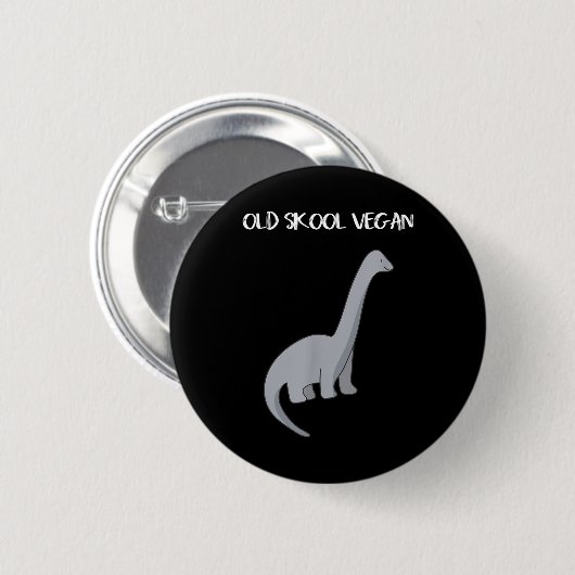 Badge Rond 5 Cm Chemise T Vegan Drôle Avec Image Dinosaure (Devant & derrière)
