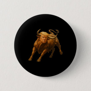 Badge Rond 5 Cm Chemise Taureau Donald Trump - Sauvage avec le pré