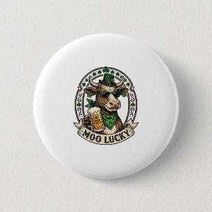 Badge Rond 5 Cm Chemise vache irlandaise design bière vintage St P