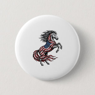 Badge Rond 5 Cm Chemise vectorielle de cheval cabré patriotique vi