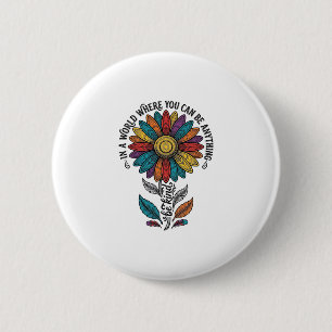 Badge Rond 5 Cm Chemise vintage à gravure de fleur arc-en-ciel soi