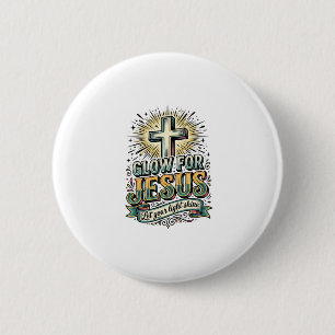 Badge Rond 5 Cm Chemise vintage de croix chrétienne Glow For Jesus