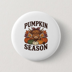 Badge Rond 5 Cm Chemise vintage de saison de citrouille de vache d