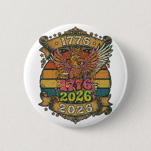 Badge Rond 5 Cm Chemise Vintage Eagle 1776 2026 Bulles Patriotique