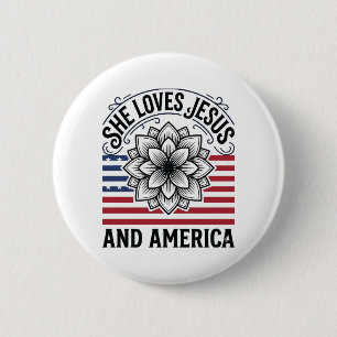 Badge Rond 5 Cm Chemise vintage florale chrétienne patriotique