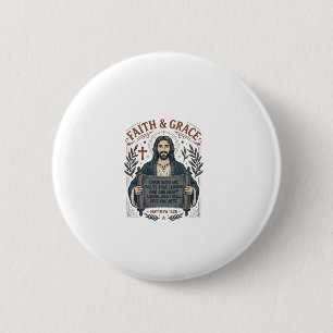 Badge Rond 5 Cm Chemise vintage graphique chrétienne Jésus point d