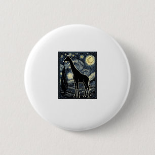 Badge Rond 5 Cm Chemise vintage gravure girafe nuit étoilée_1
