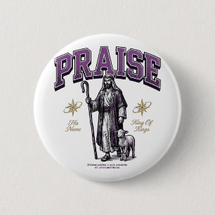 Badge Rond 5 Cm Chemise vintage gravure louange Roi des Rois