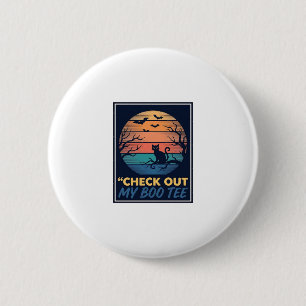 Badge Rond 5 Cm Chemise Vintage Halloween Chat Noir Boo Design_1