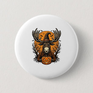 Badge Rond 5 Cm Chemise vintage Halloween Moose Pumpkin Sorcière C