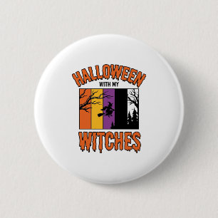 Badge Rond 5 Cm Chemise Vintage Halloween Sorcières Balai de Sorci