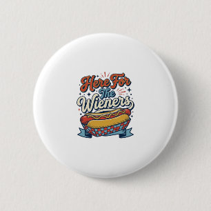 Badge Rond 5 Cm Chemise vintage hot dog Here For The Wieners_1