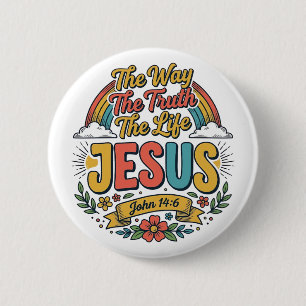Badge Rond 5 Cm Chemise Vintage Jésus Le Chemin Vérité Vie