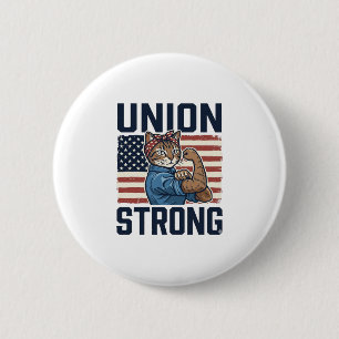 Badge Rond 5 Cm Chemise Vintage Patriotique Travailleur Félin Unio
