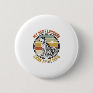 Badge Rond 5 Cm Chemise Vintage pour Amoureux de Chiens avec Gravu