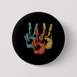 Badge Rond 5 Cm Chemise Vintage Retro Paix 60's 70's Hippie