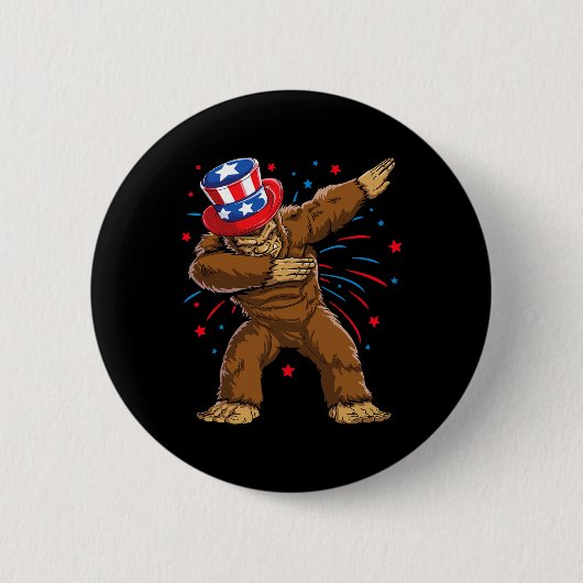 Badge Rond 5 Cm Chemises Bigfoot 4 juillet Sasquatch Drapeau Améri (Devant)
