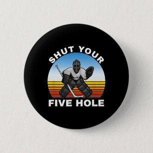 Badge Rond 5 Cm Chemises de hockey sur glace, Fermez votre cinq tr