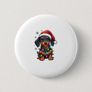Badge Rond 5 Cm Chemises de Noël de l'arbre de chiens de teckel Ca
