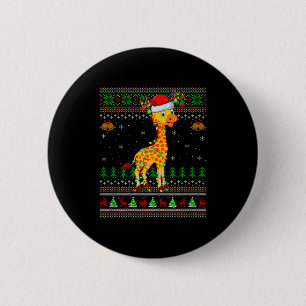 Badge Rond 5 Cm Chemises de Noël hideuses de girafe Fête de Santa