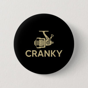 Badge Rond 5 Cm Chemises de Pêche Cranky Vintages Pères Pêcheurs D