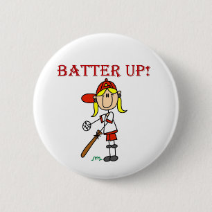 Badge Rond 5 Cm Chemises de softball pour filles Batter Up avec te