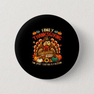 Badge Rond 5 Cm Chemises de Thanksgiving en famille 2026 équipe de