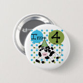 Badge Rond 5 Cm Chemises et cadeaux Blue Cow 4th Birthday (Devant & derrière)