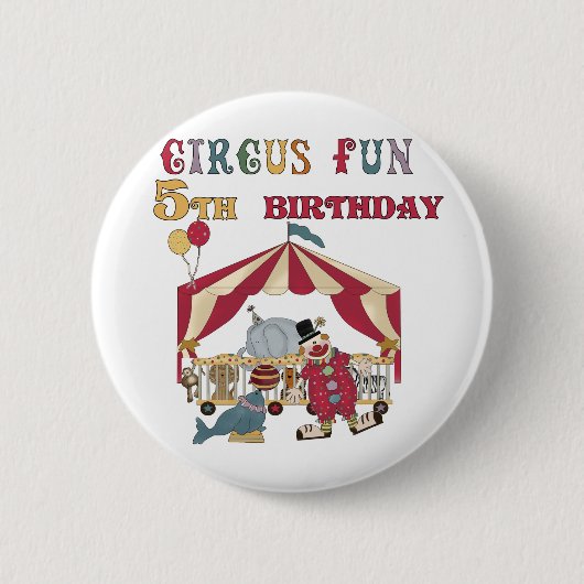 Badge Rond 5 Cm Chemises et cadeaux Circus 5th Birthday (Devant)