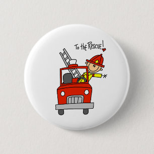 Badge Rond 5 Cm Chemises et Cadeaux de Pompiers à la Rescousse