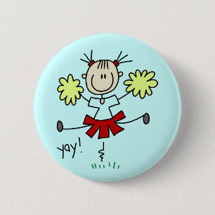 Badge Rond 5 Cm Chemises et Cadeaux Fille Silhouette Cheerleader