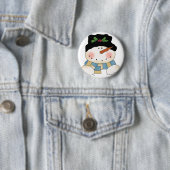 Badge Rond 5 Cm Chemises et cadeaux Snowman souriants (En situation)