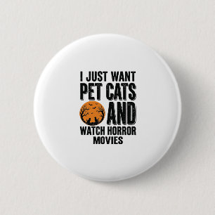 Badge Rond 5 Cm Chemises Halloween Vintage Films d'Horreur Chats d