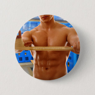 Badge Rond 5 Cm ChemiseSlipperyJoe homme musclé torse nu abs poitr