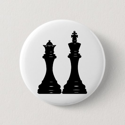 Badge Rond 5 Cm Cheques Queen et King (Devant)