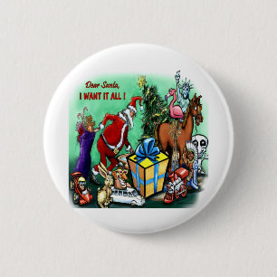 Badge Rond 5 Cm Cher Père Noël