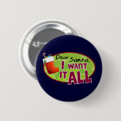 Badge Rond 5 Cm Cher Père Noël Button (Devant & derrière)