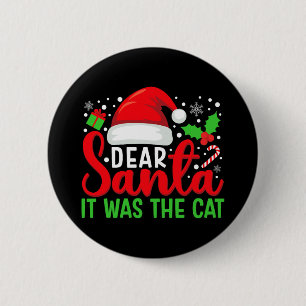 Badge Rond 5 Cm Cher Père Noël C'Était La Famille Chat Matching Ch